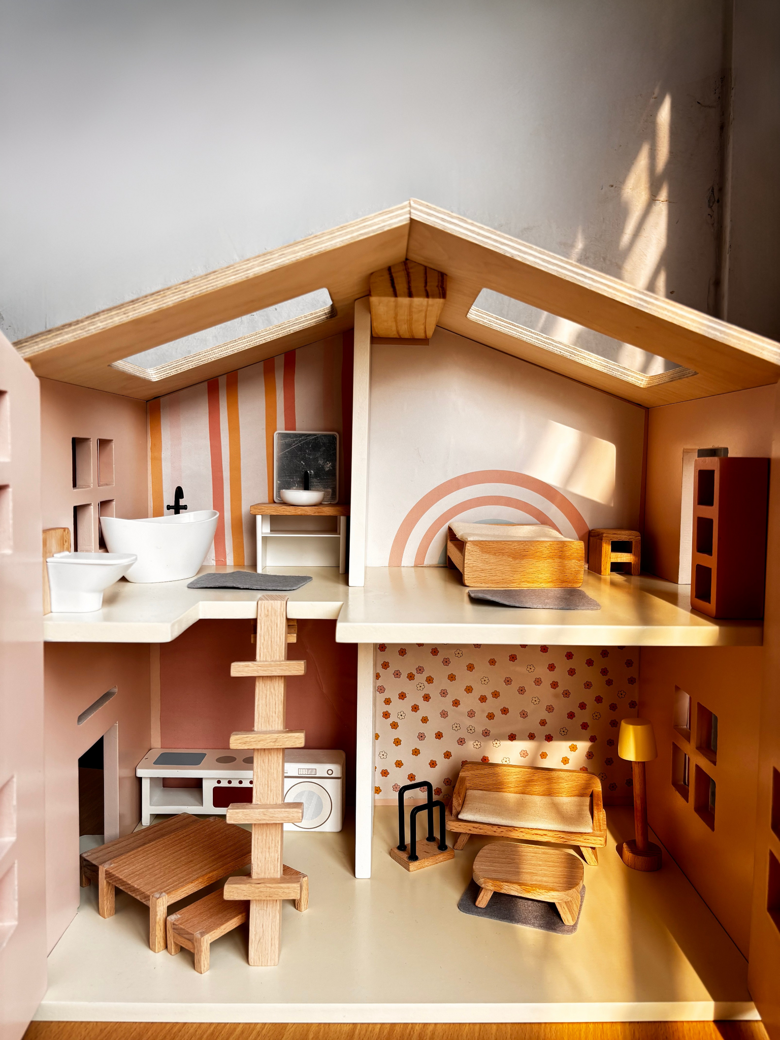 Best Pop's Doll House Pink Wooden Doll House for Kids – PlayBox